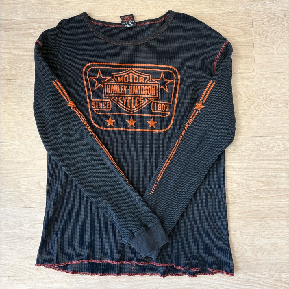 Harley-Davidson Black Waffle Knit with Orange Logo